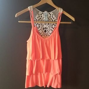 Orange lace tank size L